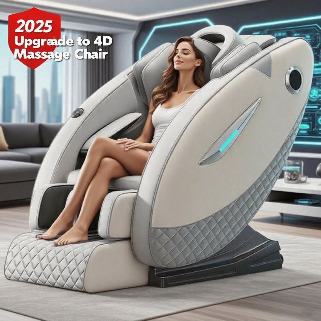 4D Massage Chair with Full Body Relaxation Function 2025 Zero Gravity SL-Track Shiatsu with Bluetooth Speaker and AI Control
