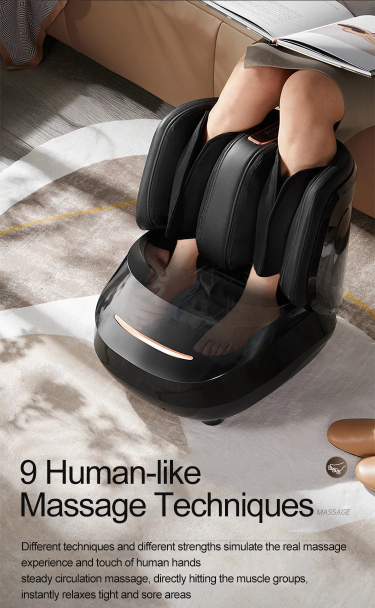 High Quality Air Pressure Electric Hot Heater Foot Massager Machine Vibrate Roller Bath Kneading Leg Foot Full Wrap Massage