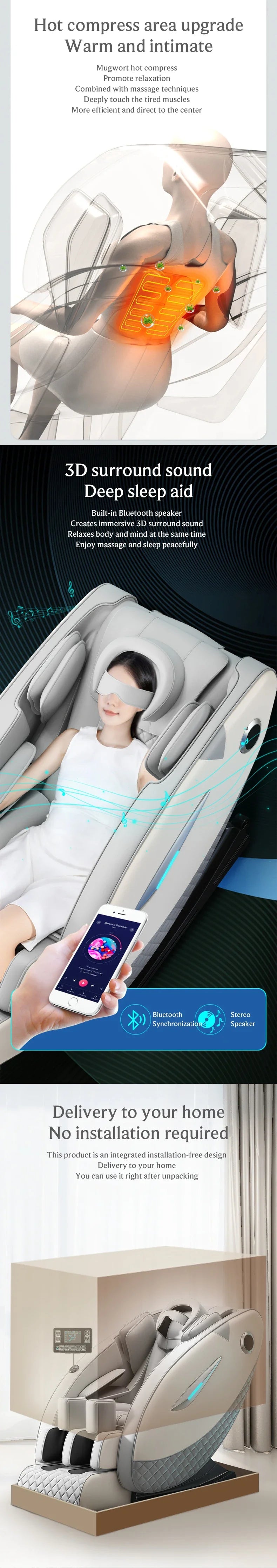 4D Massage Chair with Full Body Relaxation Function 2025 Zero Gravity SL-Track Shiatsu with Bluetooth Speaker and AI Control