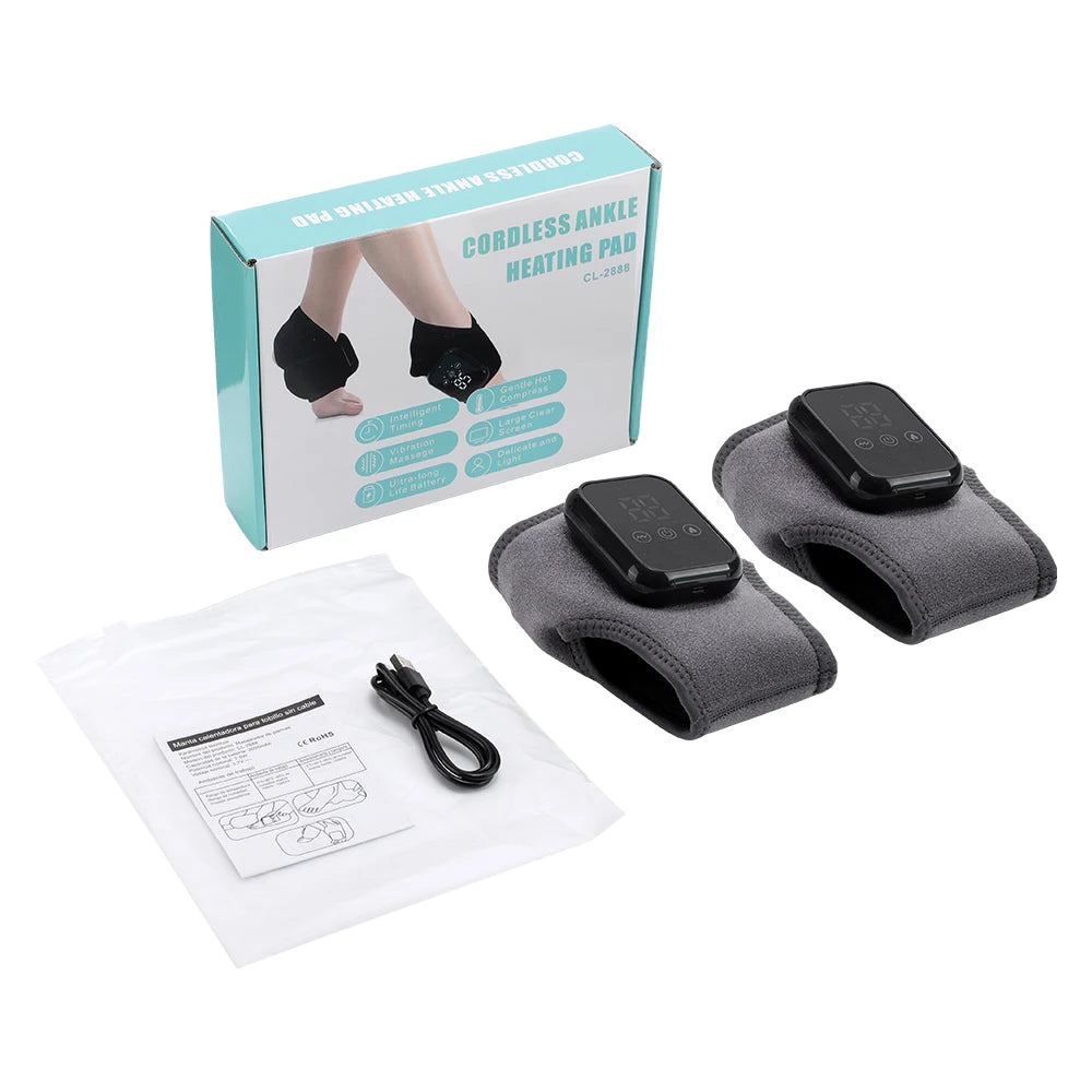 Electric Ankle Massager Foot Massager Hot Compress Vibration Massage Joint Protection Heated Brace for Plantar Fasciitis