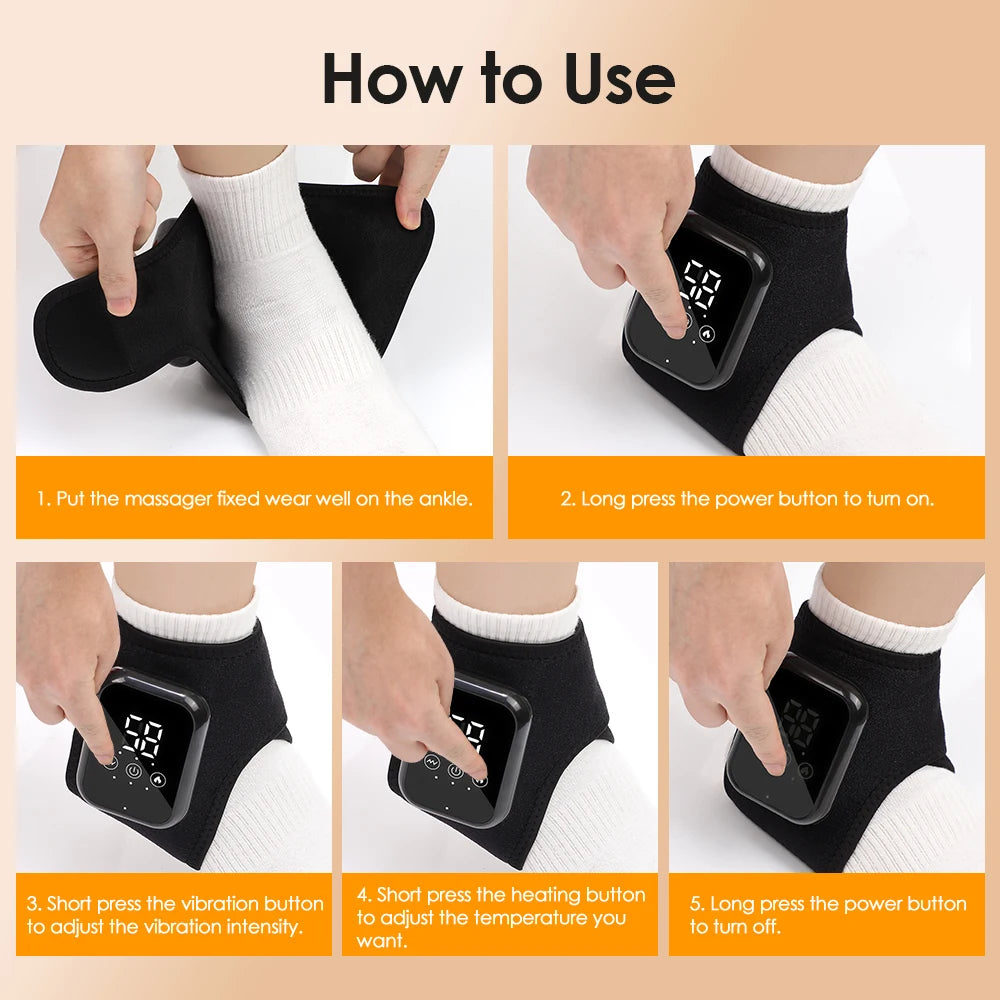 Electric Ankle Massager Foot Massager Hot Compress Vibration Massage Joint Protection Heated Brace for Plantar Fasciitis