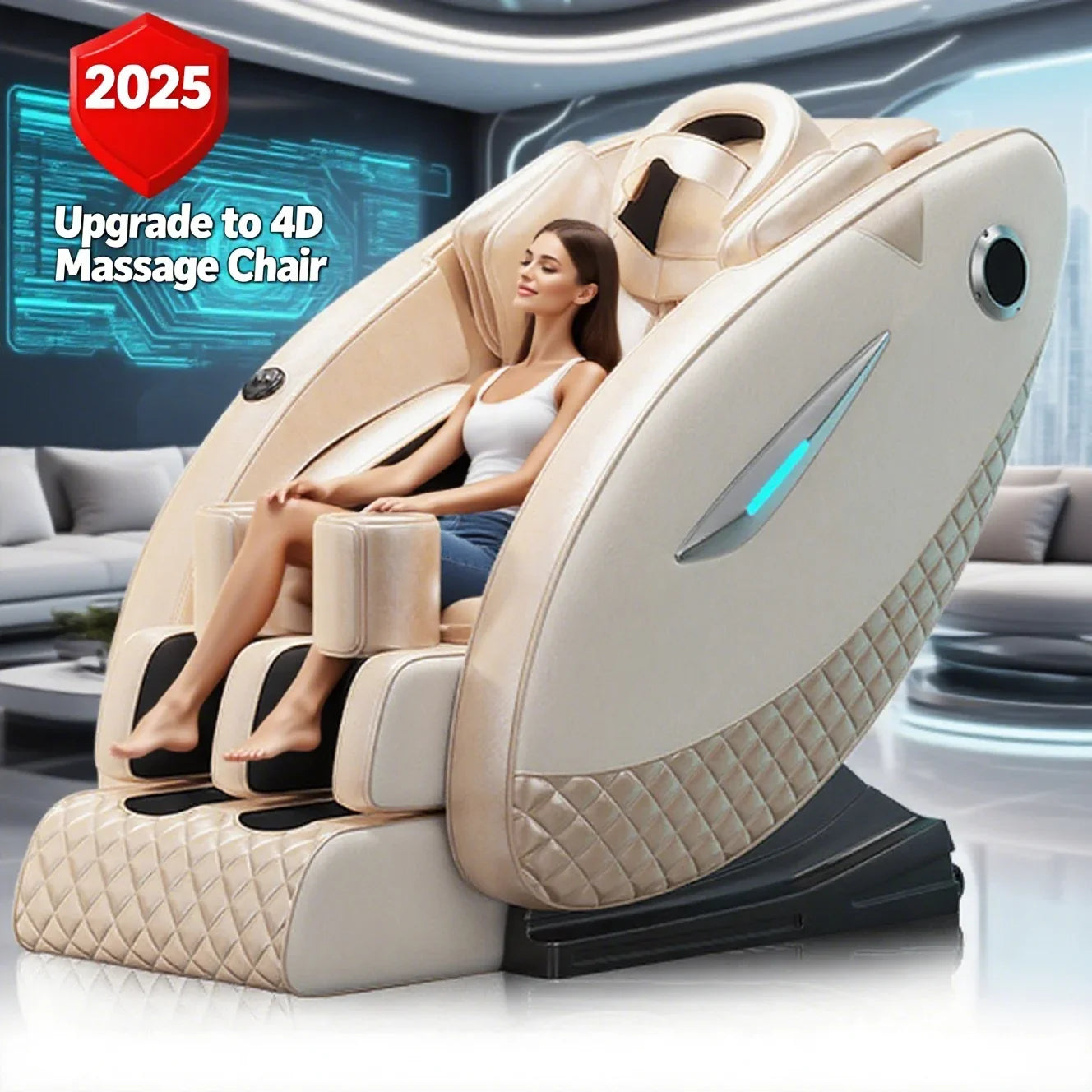 4D Massage Chair with Full Body Relaxation Function 2025 Zero Gravity SL-Track Shiatsu with Bluetooth Speaker and AI Control