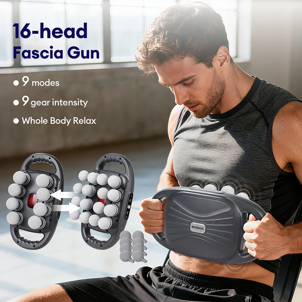8/16 Heads Body Massage Gun High-Frequency Vibration Fascia Gun Back Waist Massager Neck Shoulder Massager Muscle masajeador