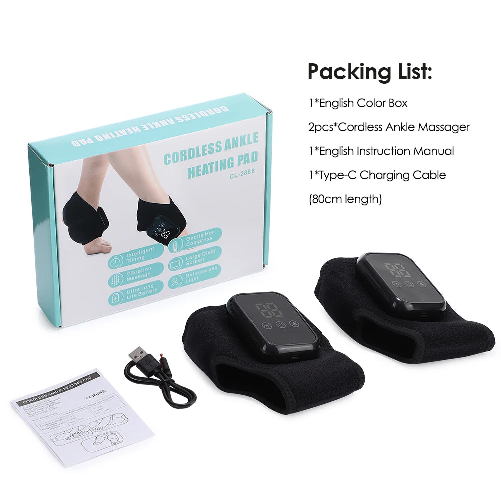Electric Ankle Massager Foot Massager Hot Compress Vibration Massage Joint Protection Heated Brace for Plantar Fasciitis