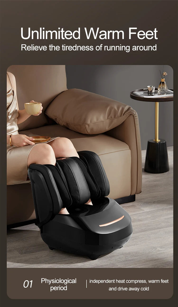 High Quality Air Pressure Electric Hot Heater Foot Massager Machine Vibrate Roller Bath Kneading Leg Foot Full Wrap Massage