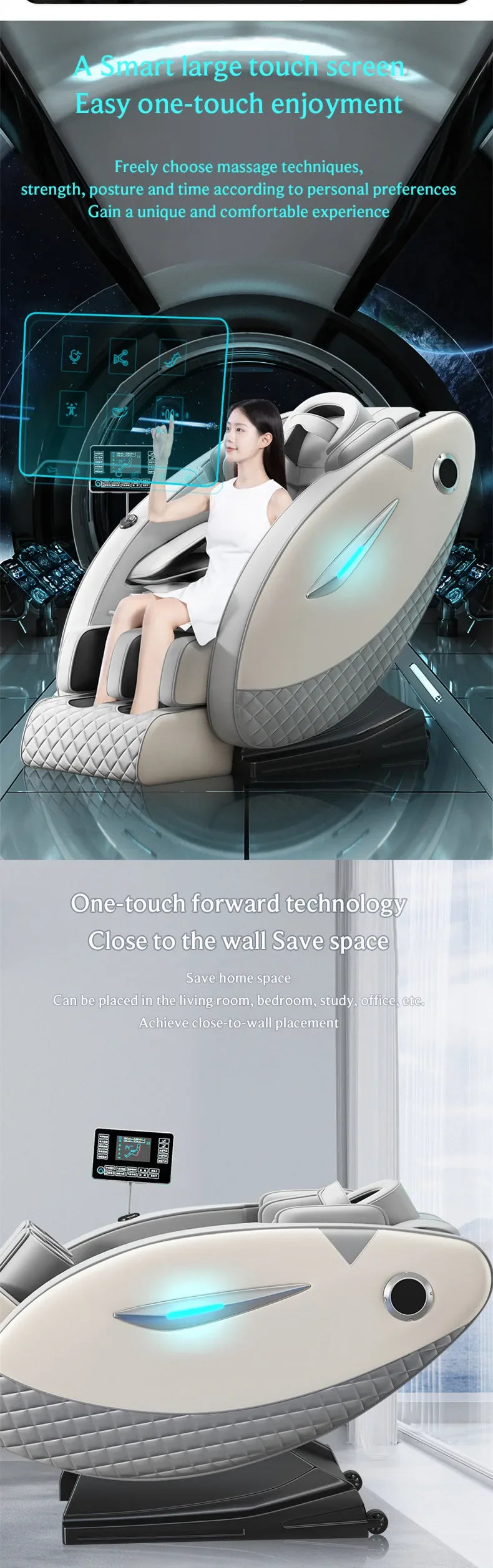 4D Massage Chair with Full Body Relaxation Function 2025 Zero Gravity SL-Track Shiatsu with Bluetooth Speaker and AI Control