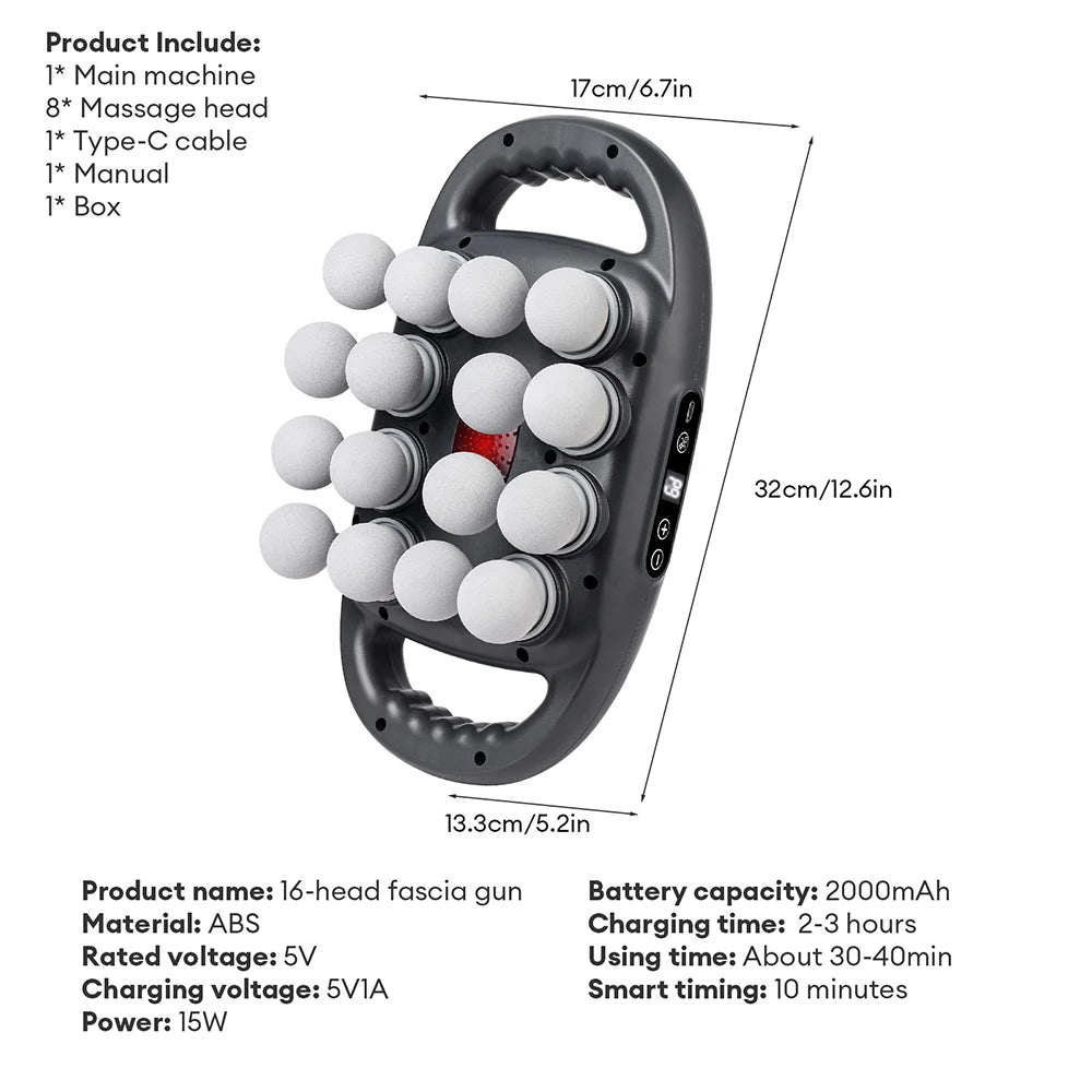 8/16 Heads Body Massage Gun High-Frequency Vibration Fascia Gun Back Waist Massager Neck Shoulder Massager Muscle masajeador