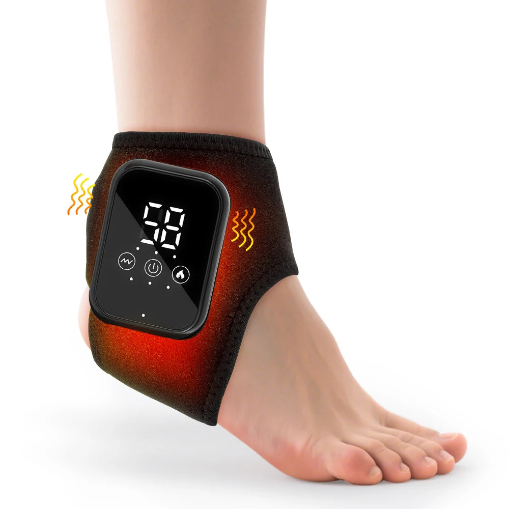 Electric Ankle Massager Foot Massager Hot Compress Vibration Massage Joint Protection Heated Brace for Plantar Fasciitis