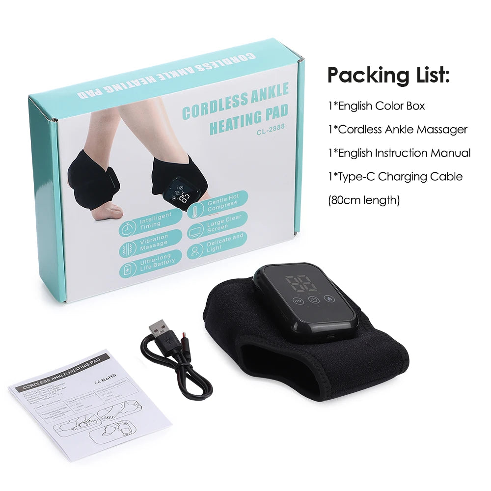 Electric Ankle Massager Foot Massager Hot Compress Vibration Massage Joint Protection Heated Brace for Plantar Fasciitis
