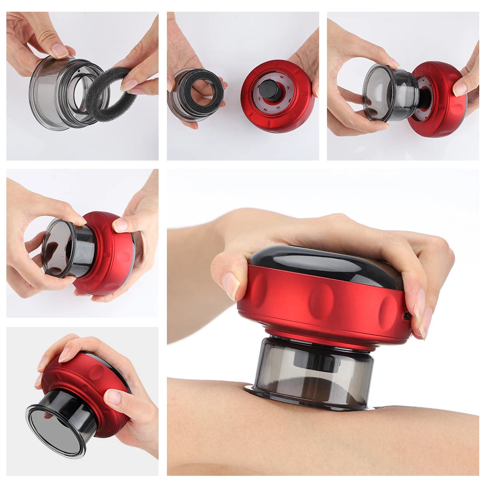 Smart Vacuum Cupper Body Cupping Scraping Massager Electric Heated Suction Cup Device Back Neck Arm Massager Relieve Fatigue
