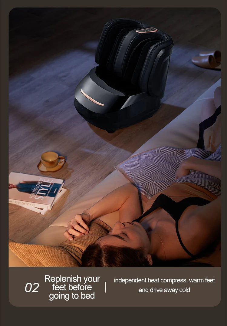 High Quality Air Pressure Electric Hot Heater Foot Massager Machine Vibrate Roller Bath Kneading Leg Foot Full Wrap Massage