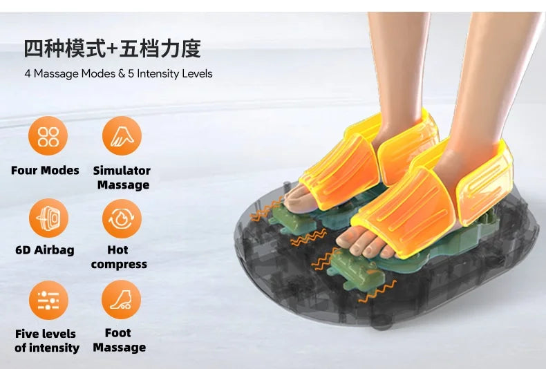 Jinkairui Automatic Foot Massage Machine with Fully Wrapped Rollers Sole Kneading Airbag Pressing Relaxation Foot Massager