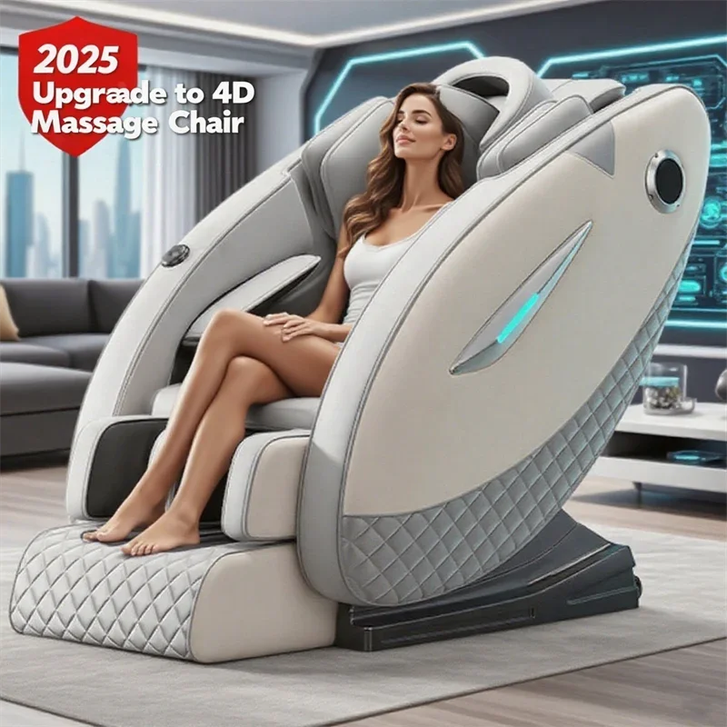 4D Massage Chair with Full Body Relaxation Function 2025 Zero Gravity SL-Track Shiatsu with Bluetooth Speaker and AI Control