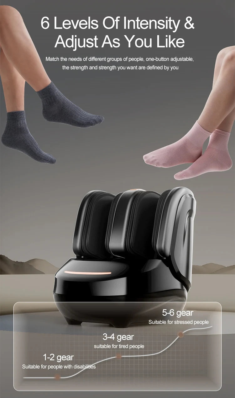 High Quality Air Pressure Electric Hot Heater Foot Massager Machine Vibrate Roller Bath Kneading Leg Foot Full Wrap Massage