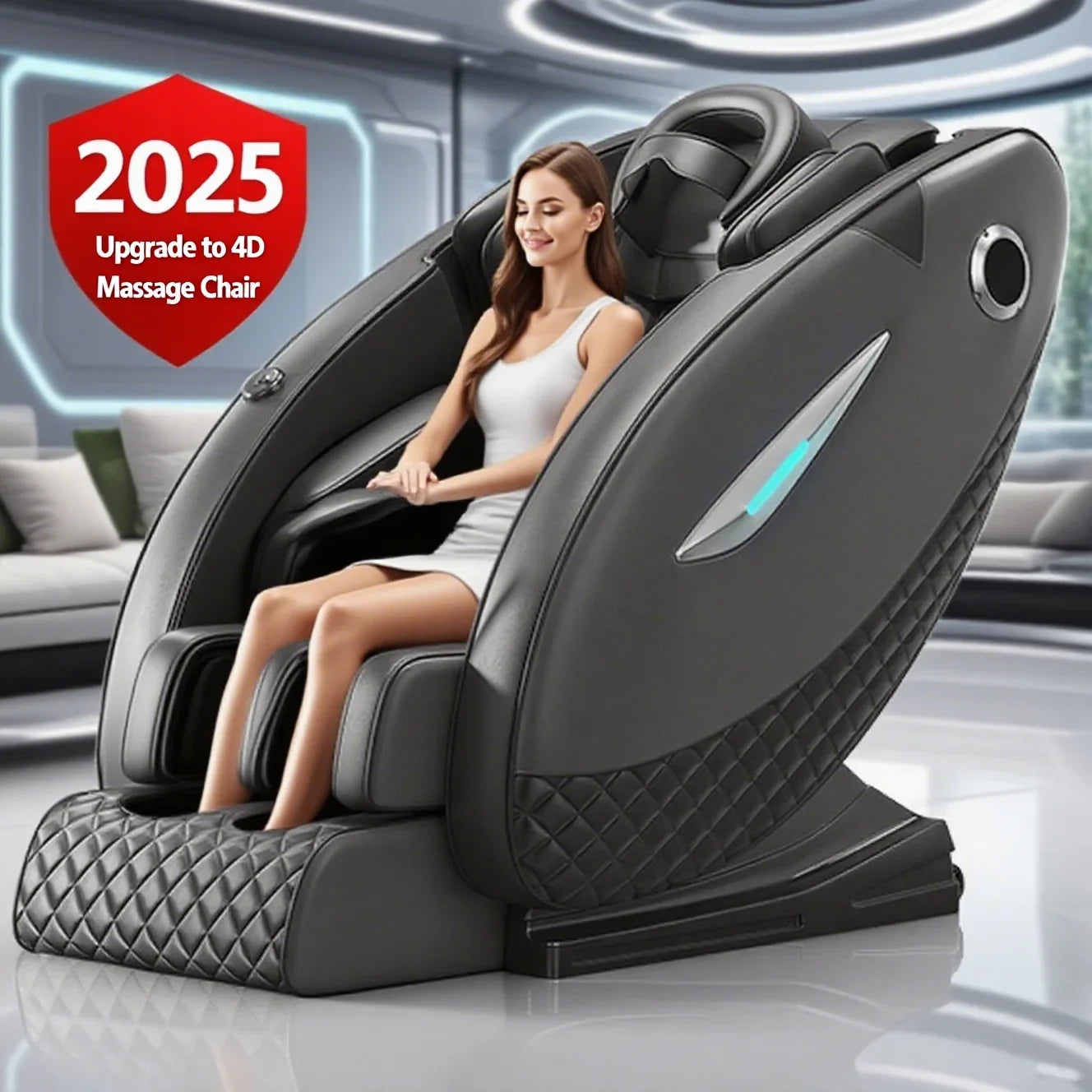 4D Massage Chair with Full Body Relaxation Function 2025 Zero Gravity SL-Track Shiatsu with Bluetooth Speaker and AI Control