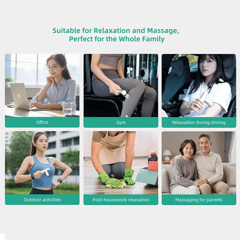 Kica Mini 3 Massage Gun, 3000RPM Stepless Speed, 7kgf Impact Force, 4 Heads, 255g Lightweight Sport Muscle Massager