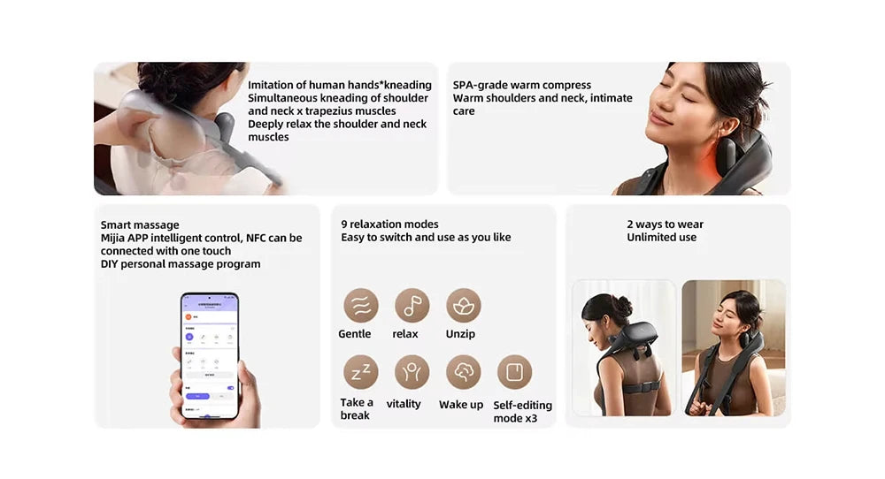 Xiaomi Smart Neck and Shoulder Massager Integrated Massage Hot Compress Custom mode Work with Mi Home APP Control